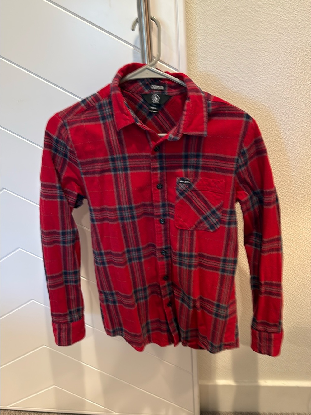 Volcom Red and Black Plaid Button-Down Shirt